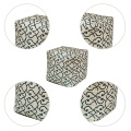 Modern Style Square Shape Patchwork Fabric Pouf Ottoman